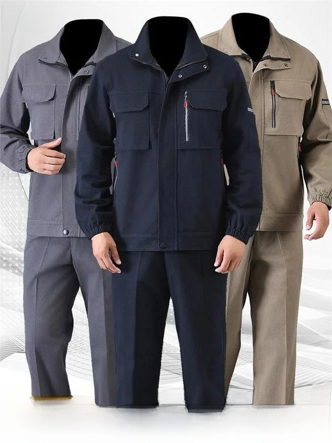 

Men's Work orm Set Thiened Pure Cotton Welding Anti-Flng Spring Autumn Workwear Reflective Strip Du Suit