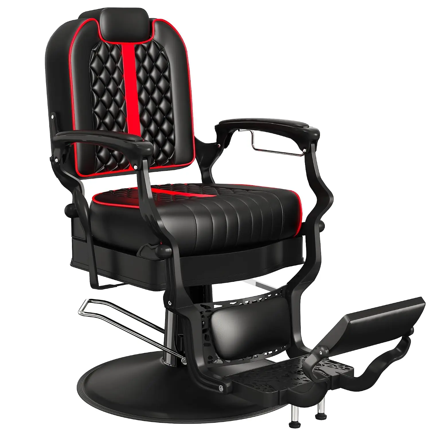 Professional Reclining Barber Chair with Adjustable Headrest, Hydraulic Heavy-Duty Base, Soft Upholstery & Thick, Customized