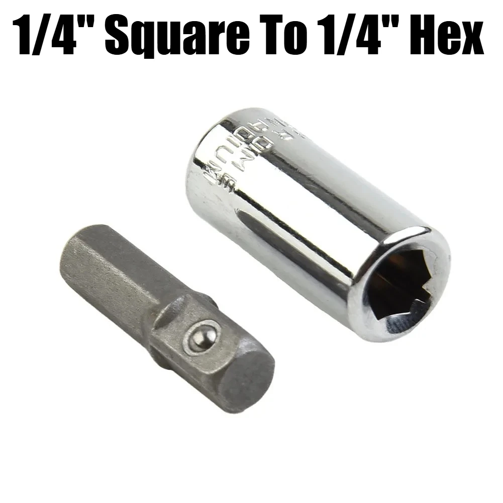 

1/4inch Drill Socket Adapter 1/4" Square Drive To 1/4" Hex Shank Impact Socket Holder Impact Socket Conversion Adapter Tool