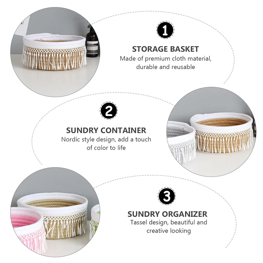 

Nordic Cloth Reusable Tassel Home ganization Home Storage Basket Sundry Container Container Sundry Box