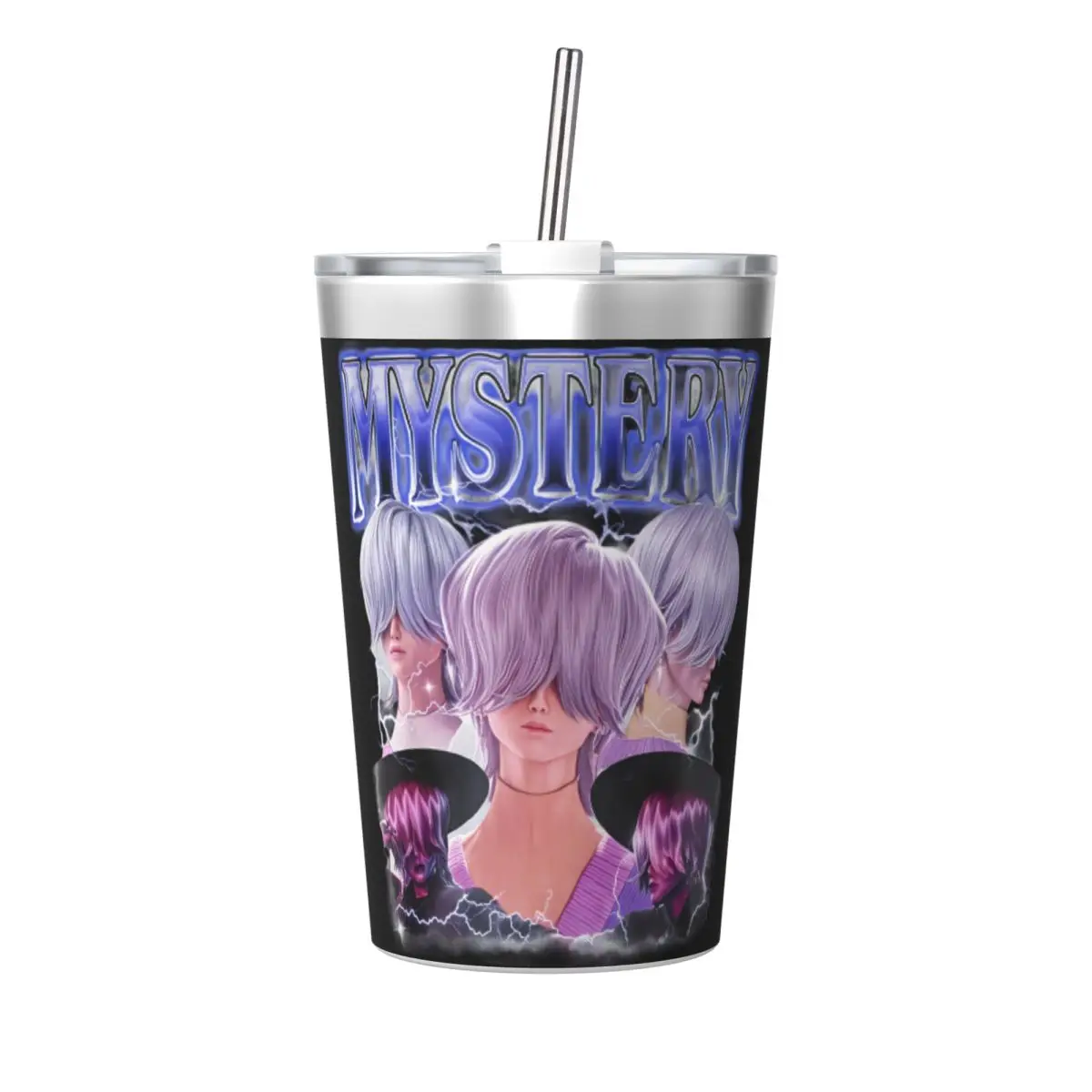 

Mystery Saja Boys Kpop Demon Hunters Стакан с соломинкой для детей Дорожные кружки из нержавеющей стали с двойными стенками и вакуумной изоляцией 12 унций