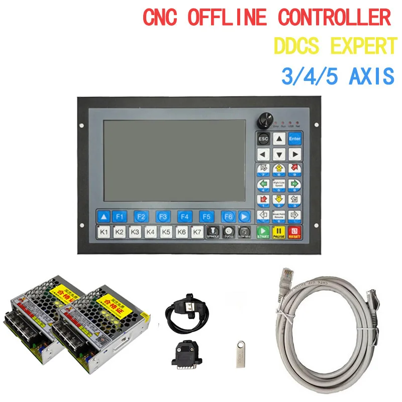 DDCS Expert Standalone Motion Controller Offline Controller Support 3/ 4/5 axis USB CNC Controller Interface+MPG+Power Supply