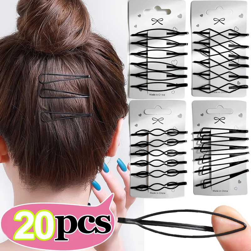 1/20pcs Women\'s BB Barrettes Bobby Pin Metal Black Hairpins Snap Headband Hair Clips Girl Hairgrip Fix Hair Styling Accessories