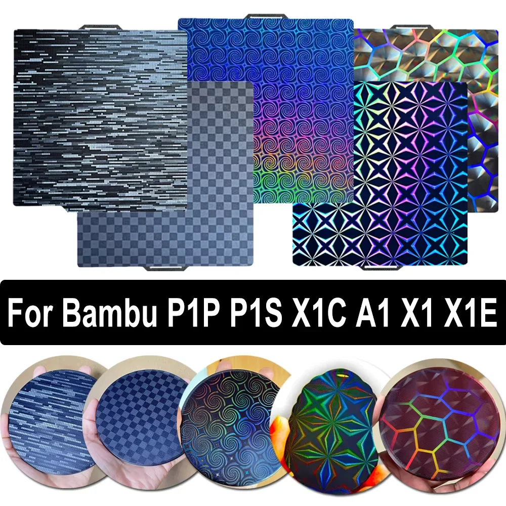 

For Bambu Lab PEI Sheet A1 X1 P1P P1S X1E X1C Build Plate 257x257mm Double Sided Spring Steel Sheet Bed for Bambulab X1 Carbon