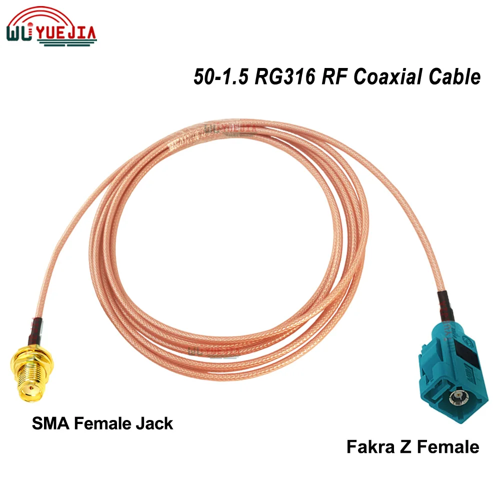 8 CM-15 M RG-316 Cable Water Blue Fakra Z Female Jack to SMA RP-SMA Type Male Plug Female Jack Connector 50-1.5 RF Coaxial Cable