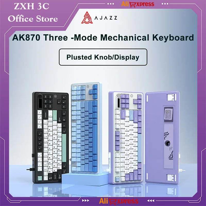 

Ajazz Ak870pro Mechanical Keyboard Wireless Bluetooth Three Mode Customized Gasket Structure Hot Plug Game Office Peripherals