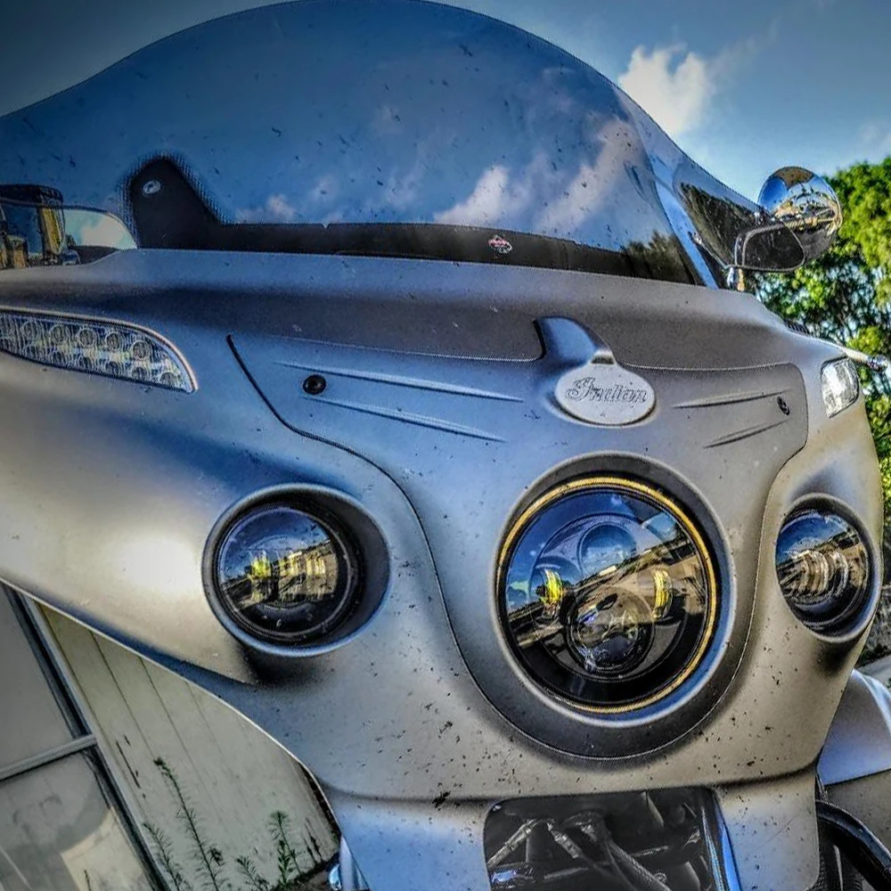 7 "E24 DOT LED المصباح كشافات للرئيس الهندي رودماستر سبرينغفيلد دراجة نارية 4.5" أضواء الضباب مصباح مساعد #4