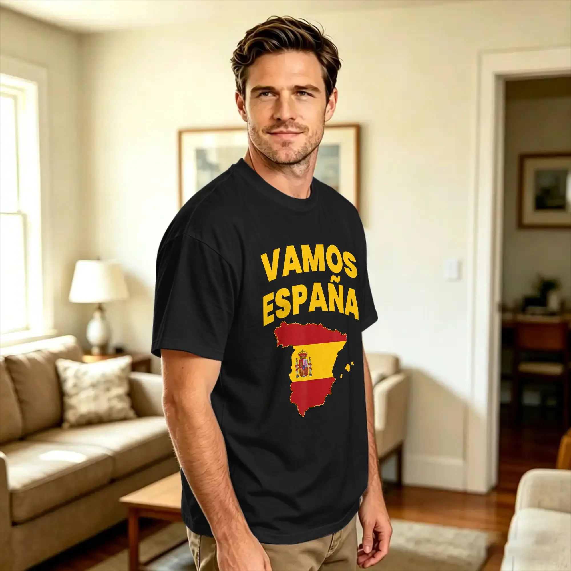 Harajuku T Shirt Vamos Espana Flag Spanish Pride National Colors Cotton T Shirts  Fashion Tshirt for Summer  Short Sleeve Tops