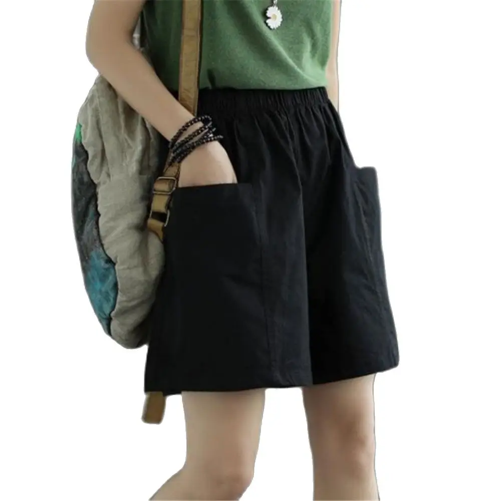 Summer Womans Shorts High Waist Cotton Loose Casual Thin Shorts Wide Leg Straight Sport Short Skirts Outdoor Short Pants Capris