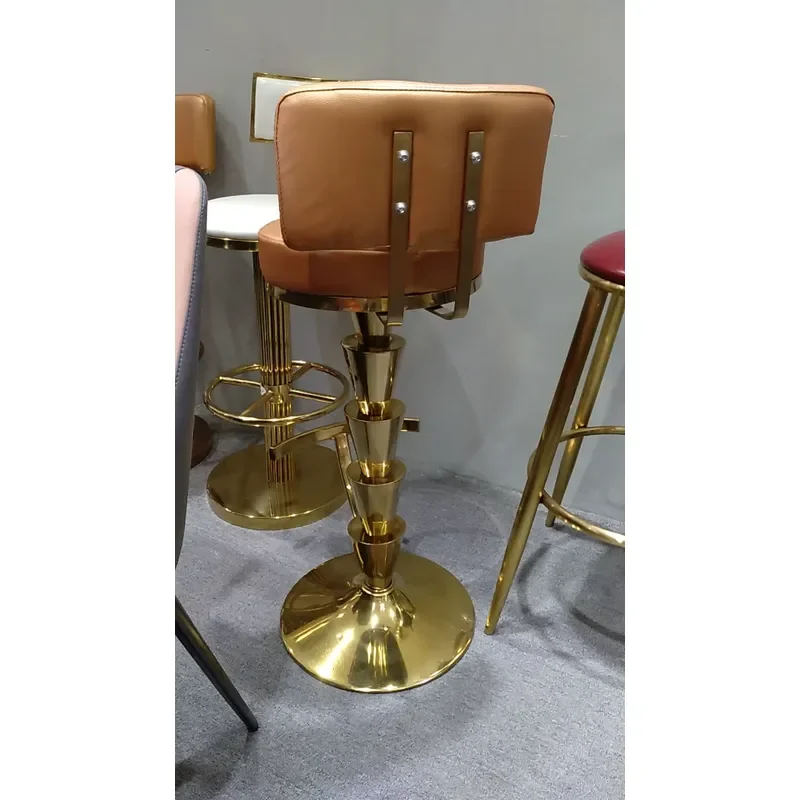 Modern Stainless Steel Bar Stool with Backrest High Chair for Kitchen Counter Restaurant Dining Furniture Comfortable Seat