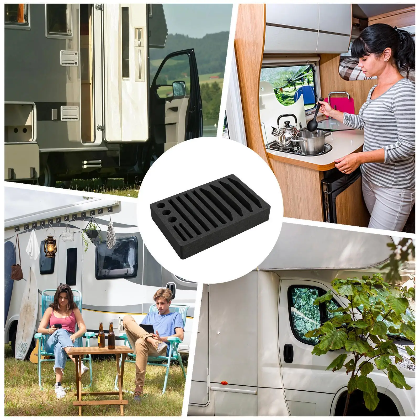 Cabinet Plate Organizer 13 Slots Caravan Utensil Tray plate and cutlery storage rack for Trailer Caravan Motorhome Travel