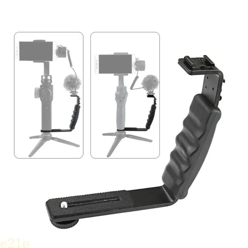 

E21E DSLR Camera L-Bracket Video Handle Grip Flash Light with Cold Shoe Mount 1/4 Adapter for Smooth Q2 4 Mobile 3