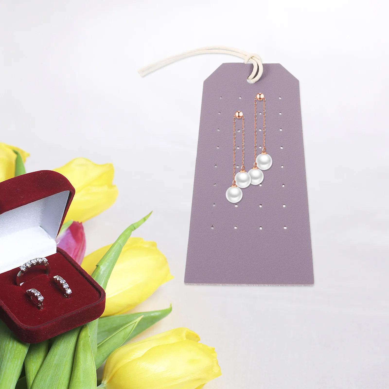 

2 шт. стильных двусторонних карточек для демонстрации серег из ПУ-кожи для малого бизнеса, легкая упаковка для серег