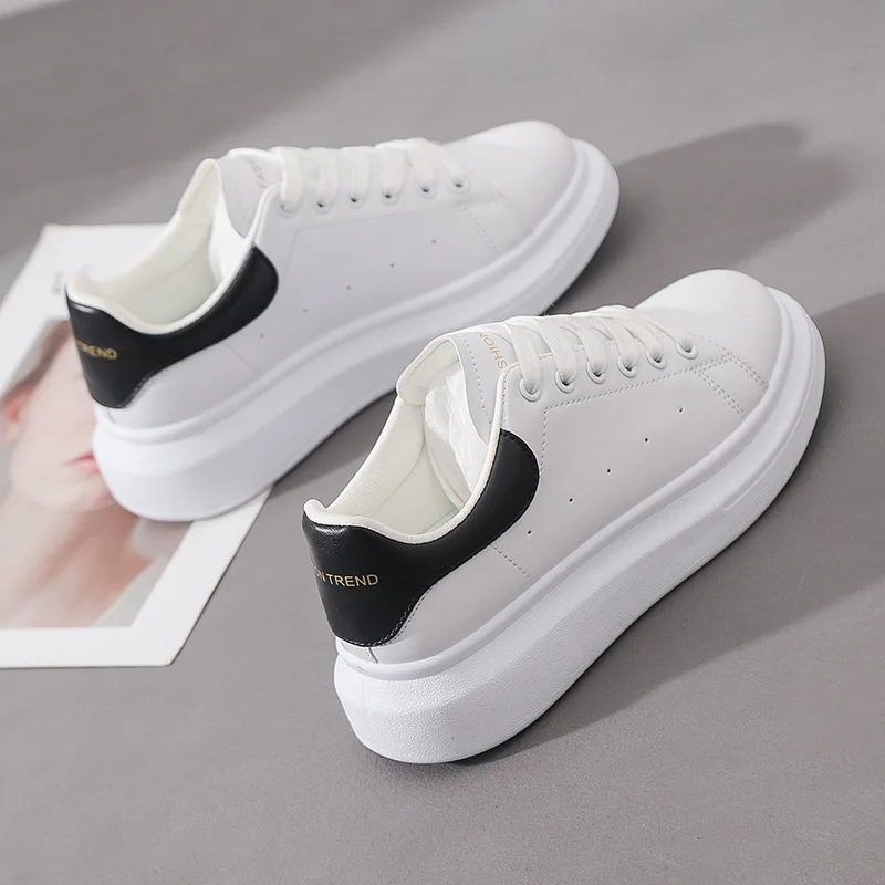 PU Leather Women's White Shoes Fashion Breathable Anti-Slip Maternity Sneakers Size 36-41