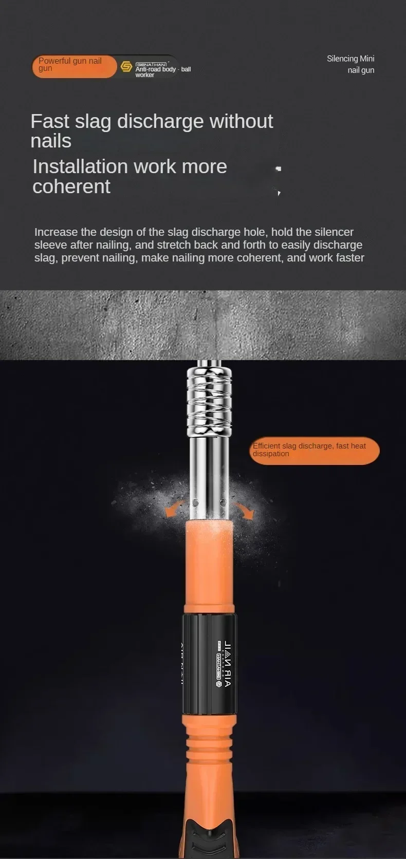 Advanced Mini Air Nail Gun for Concrete, Silent Design, Easy to Use with Handheld Steel Nail Gun