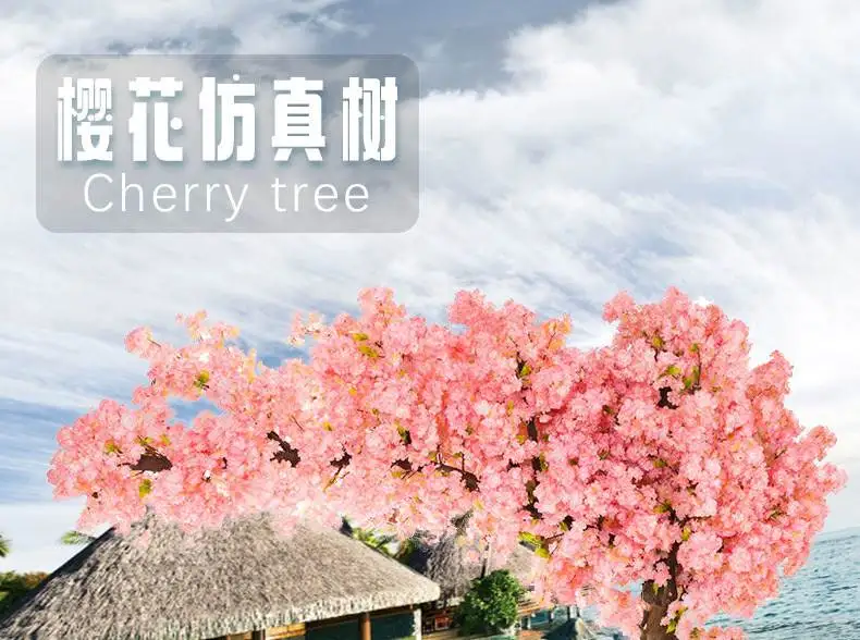 Large Indoor Decoration Website Red Photo Cherry Tree Peach Blossom Artificial Flower Living Room and Hotel Background Wall