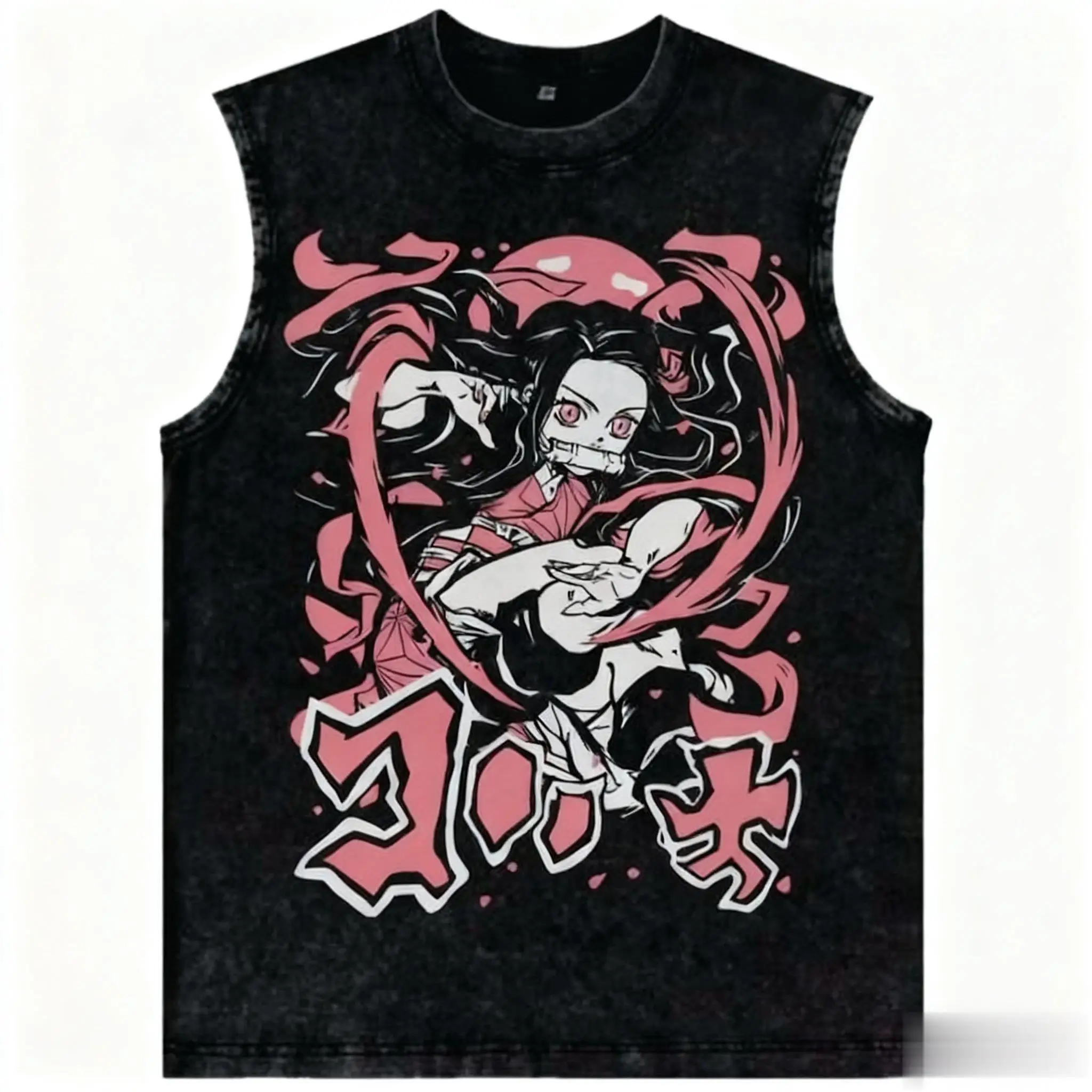 Demon slayer anime impresso colete de ginásio das mulheres dos homens regata vintage lavagem sem mangas tshirt streetwear harajuku oversized nova chegada
