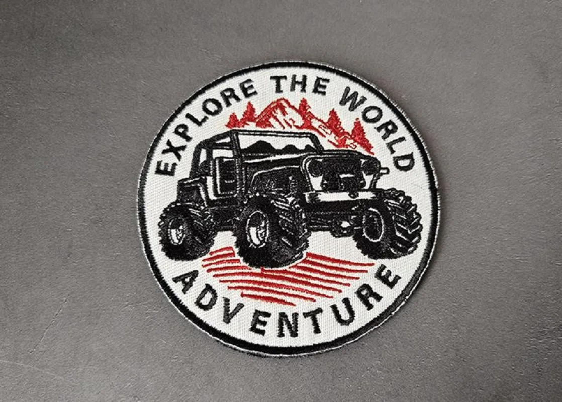 Outdoor Buggy Off-road Vehicle Patch 3D Embroidery Personality Bag Travel Adventure Backpack Hook Loop Patches for Clothing