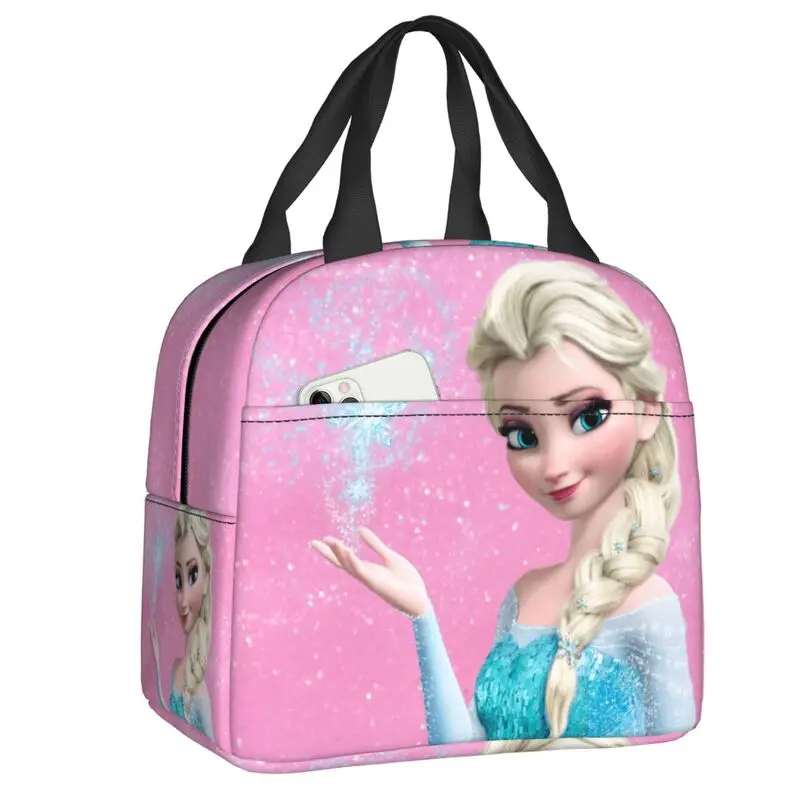 Custom Cartoon Frozen Princess Insulated Lunch Bag for School Portable Thermal Cooler Lunch Box Kids Food Container Tote Bags