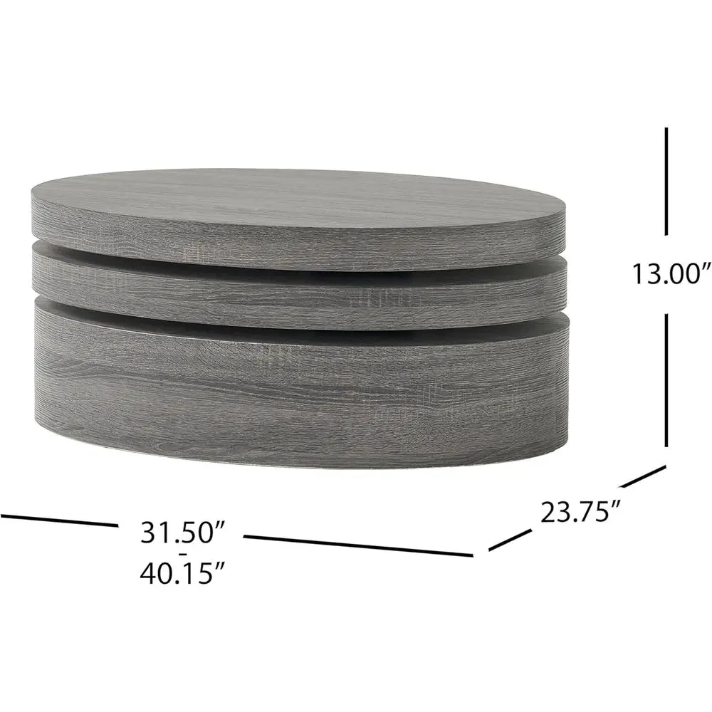 Petite table basse ovale rotative, noire