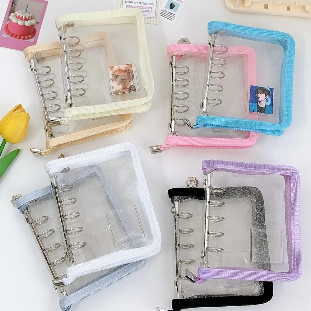 Mini Zipper Loose-leaf Photo Album Binder Case 5-Hole Metal Binder Pvc Girl Photocard Binder Photocard Holder Collect Book