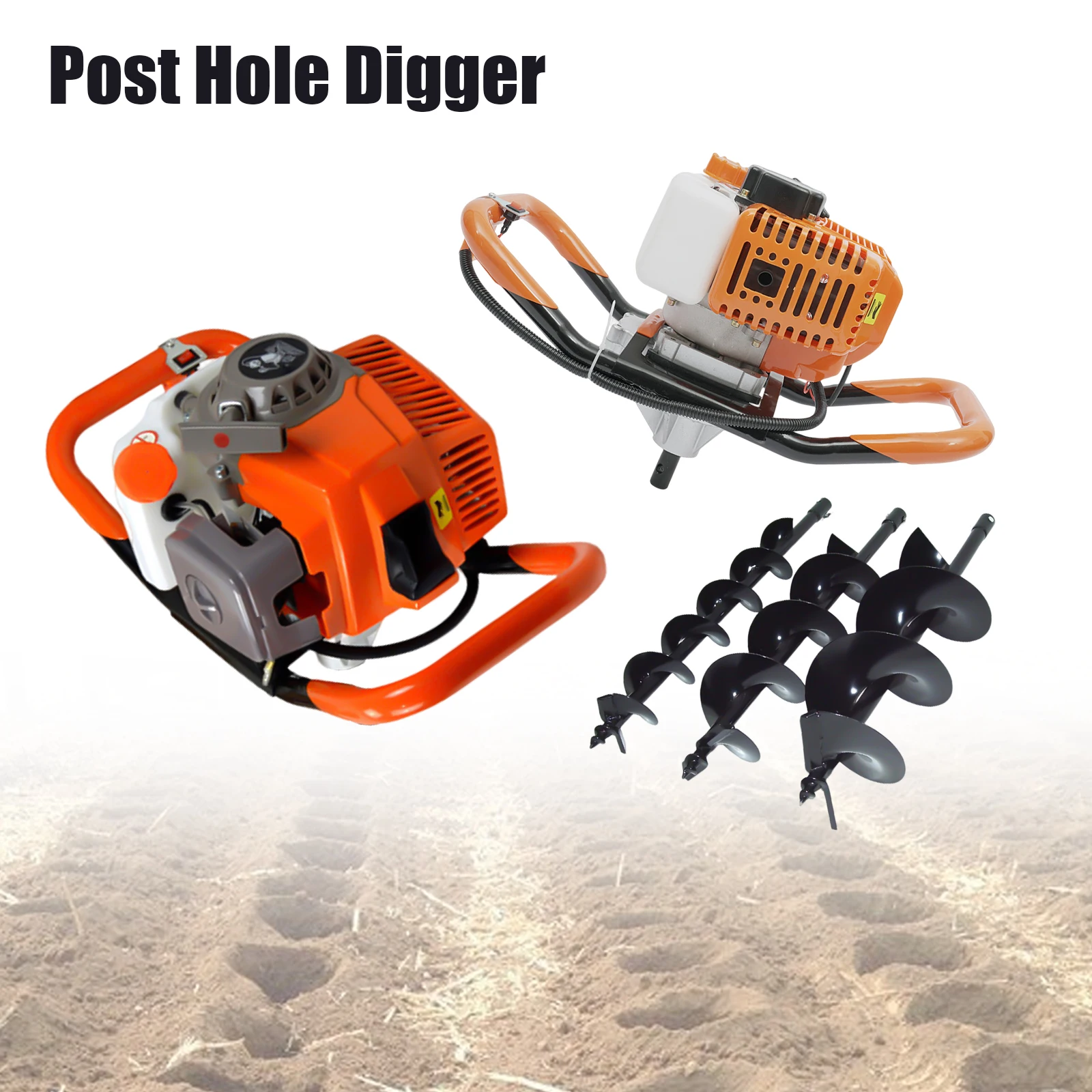 

71CC/52CC 2-Stroke Post Hole Digger Digging Machine Gas Powered Earth Auger Borer Ground w/ 4" 6" 8" Bits 1.9KW/2.3kw For Garden