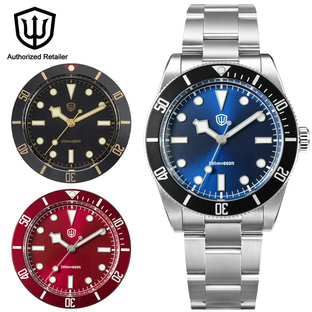 

Watchdives WD7922 BB54 Часы VH31 Sweep Second Механизм Сапфировое Стекло 20 бар Водонепроницаемые C3 Светящиеся 37 мм Винтажные Часы