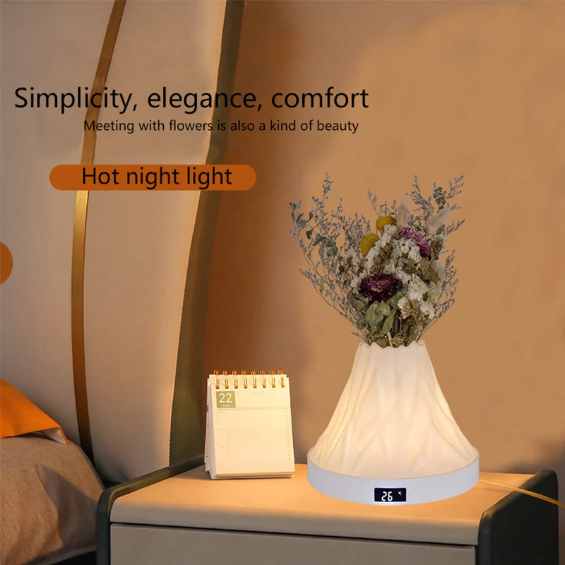 Kreatywna lampka nocna LED w kształcie górskiej górki, dotykowa lampka do sypialni, lampka nocna, dekoracja świąteczna, wyświetlacz temperatury.