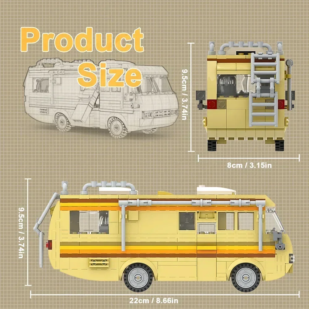 Technical Block American TV Drama Retro RV CAR Breaking Bad Cooking Lab Walter White Pinkman Model Building Brick Toys Gift