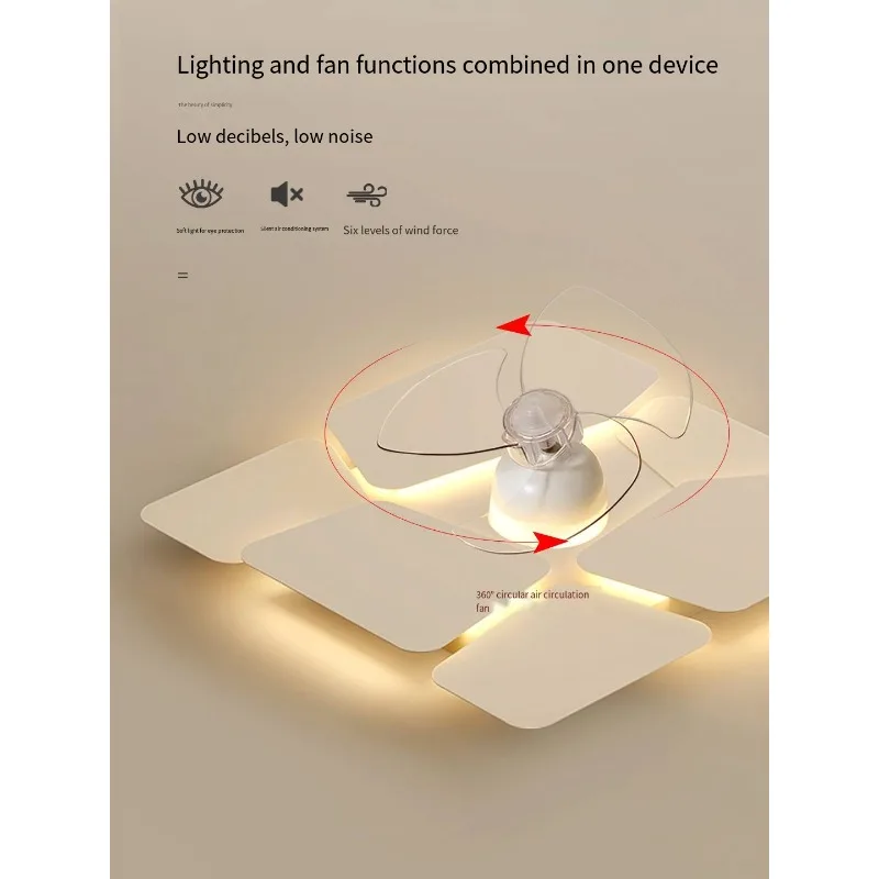 2025 New Invisible Bladeless LED Ceiling Fan Light for Master Bedroom, Creative Flush Mount Lamp for Living & Dining Room