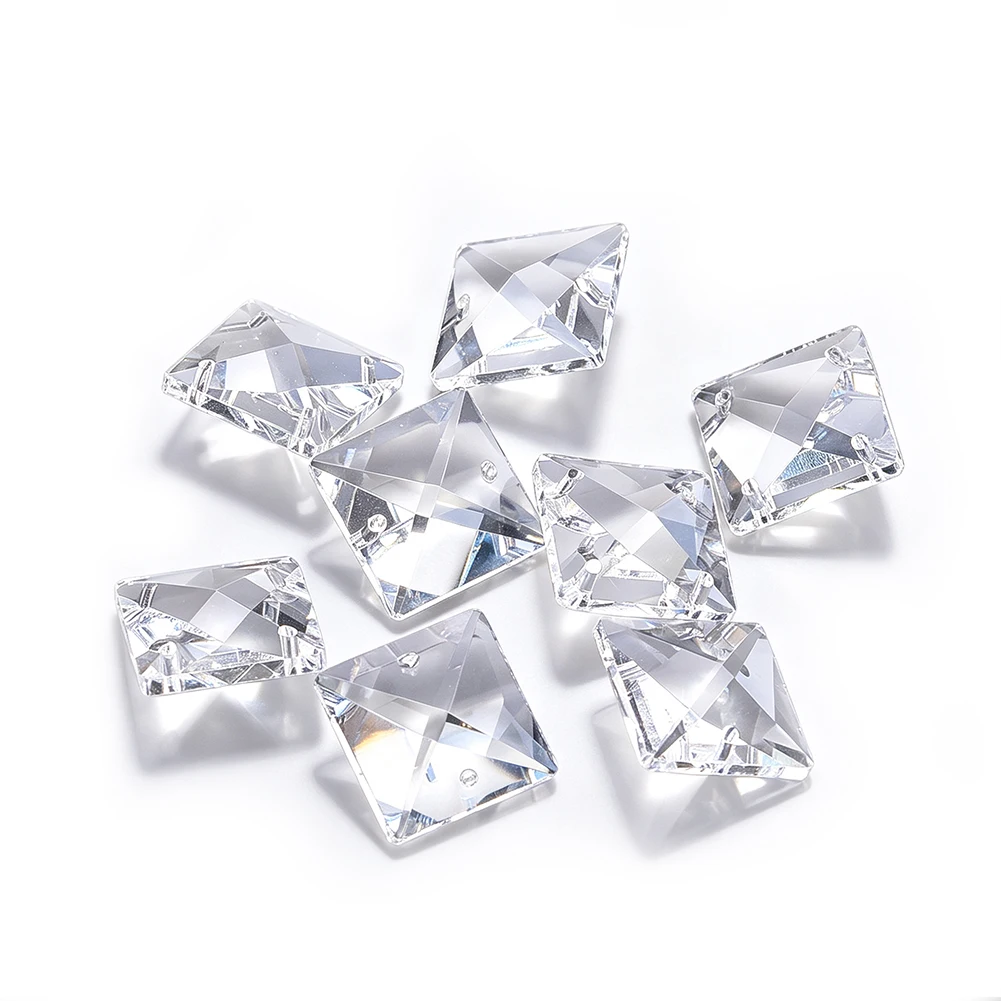 10pcs 22mm Convex Square Crystal Suncatcher Garden Hanging Glass Faceted Prisms Chandelier Lamp Replacement Pendant Beads Parts