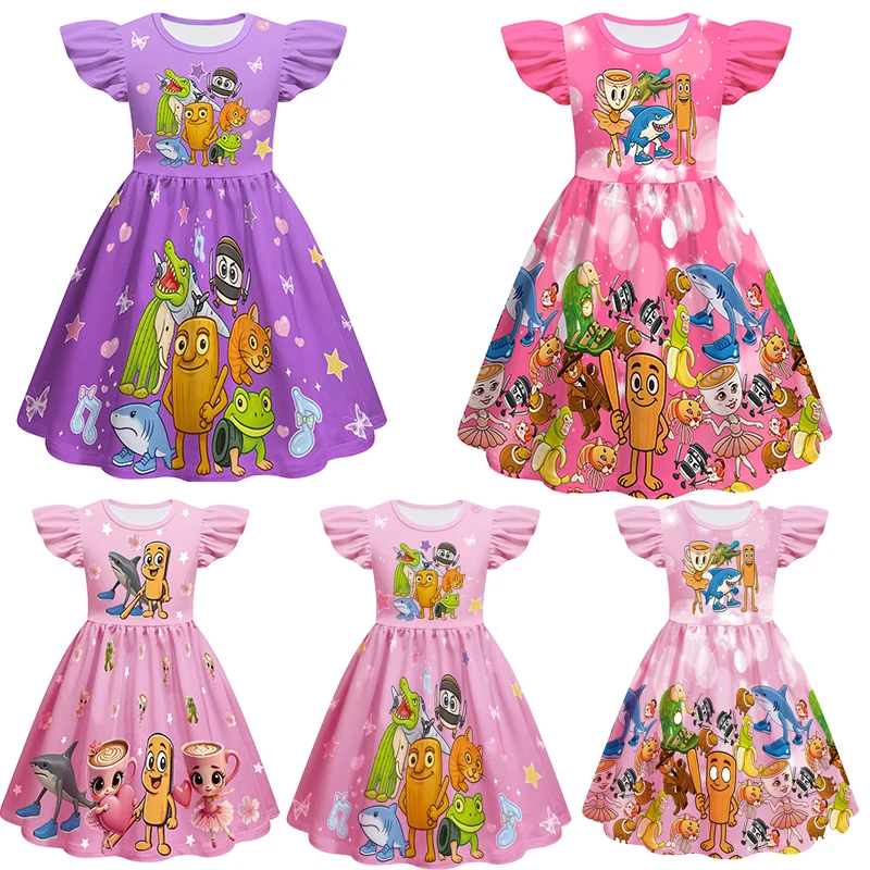 

Kids Italian Brainrot Tralalero Tralala Dress Girls Tung Tung Tung Sahur Dress Cosplay Princess Dress Birthday Vestidos Gift