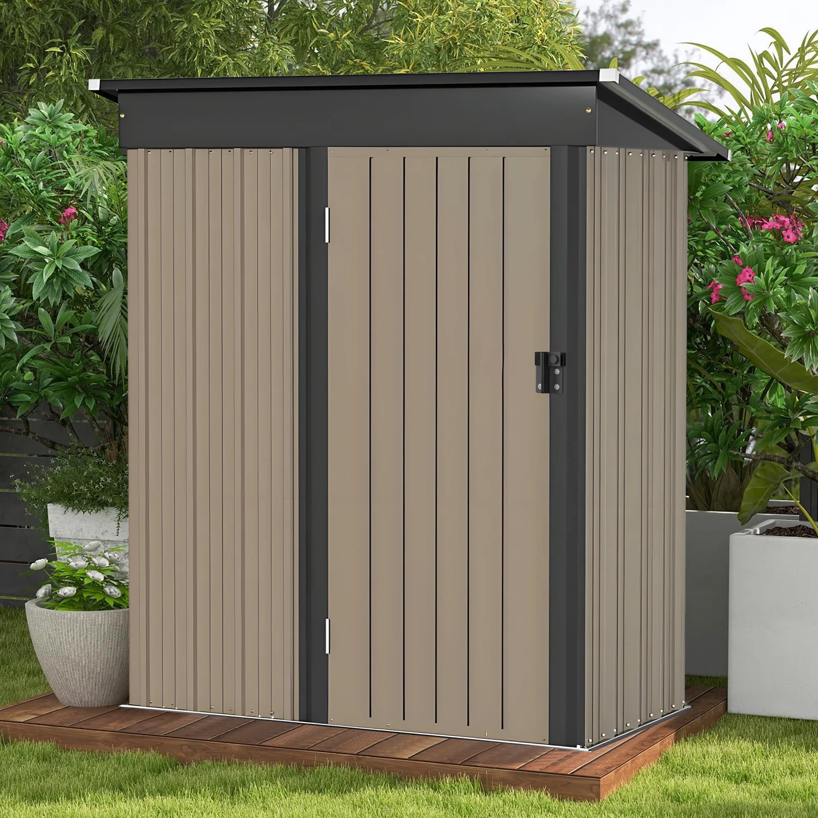 Mobile Iron Sheet Outdoor Tool Shed Portable Clutter Hut for Garden Courtyard Yard Simple Storage Room