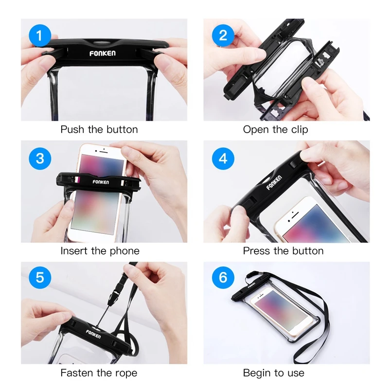 2X FONKEN Full View Waterproof Case For Phone Underwater Snow Rainforest Bag Swimming Pouch Big Mobile Phone Covers