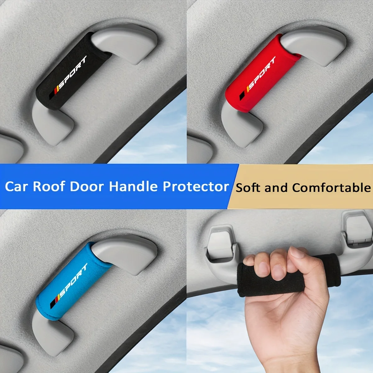 2pcs Fluff Car Roof Door Handle Protector Car Armrest Cover For Audi BMW Mercedes Benz  VW Toyota