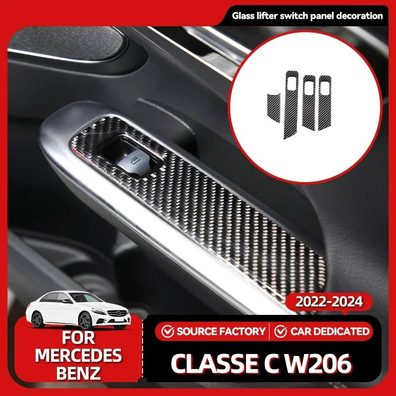 

Лидер продаж, молдинги из мягкого углеродного волокна, стекло двери автомобиля, подъемный переключатель, наклейка на панель для Mercedes Benz C-Class W206 2022-202