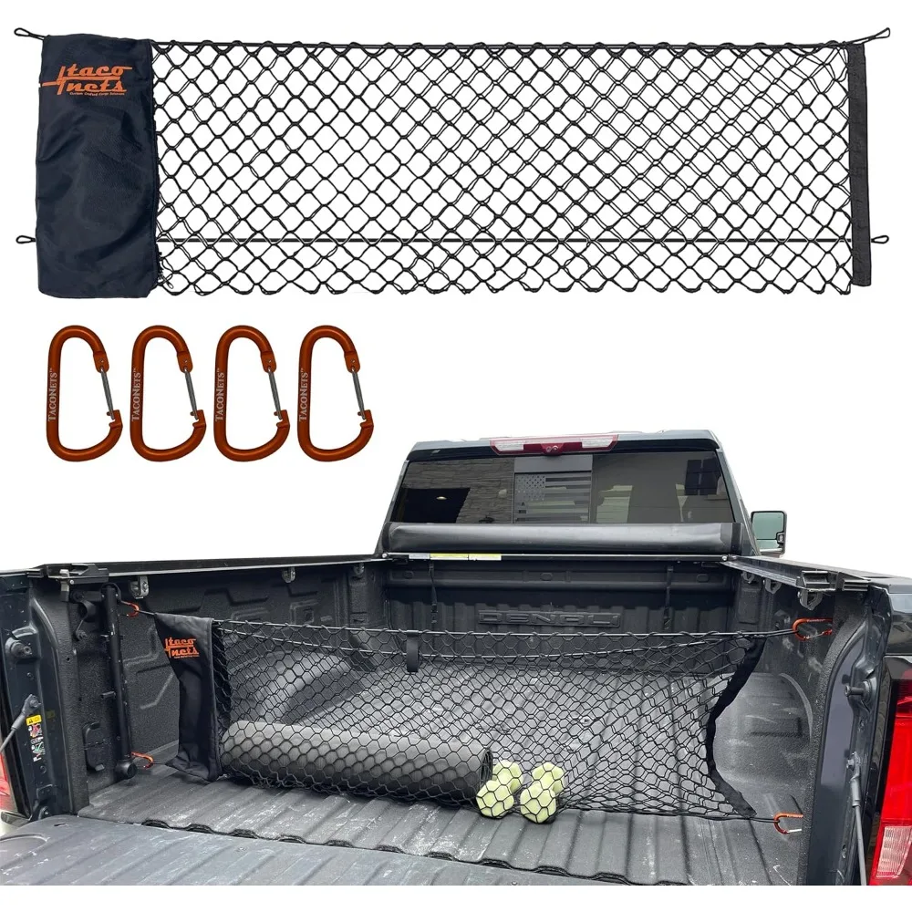 

envelope cargo net for gmc sierra & chevy silverado - fits 2013-2025 - upgraded 5mm bungee - integrated storage bag - heavy duty