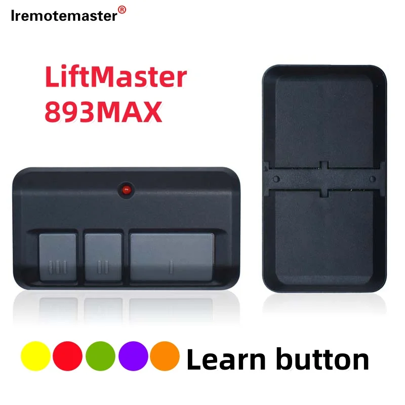 

Universal Replacement LiftMaster 893MAX Garage Door Remote Compatible with 373LM 973LM Learn Anne Red Purple Yellow Green Orange