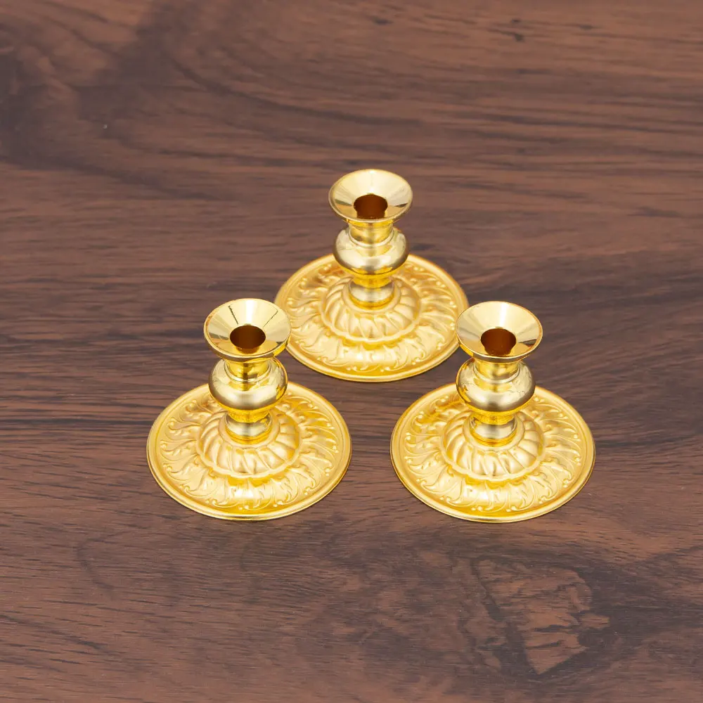 HTISOK Mini 5 cm Ouro Ortodox Cristão Castiçal Decoração de Altar para Casa, Presente Religioso, Acessório Cerimonial de Páscoa