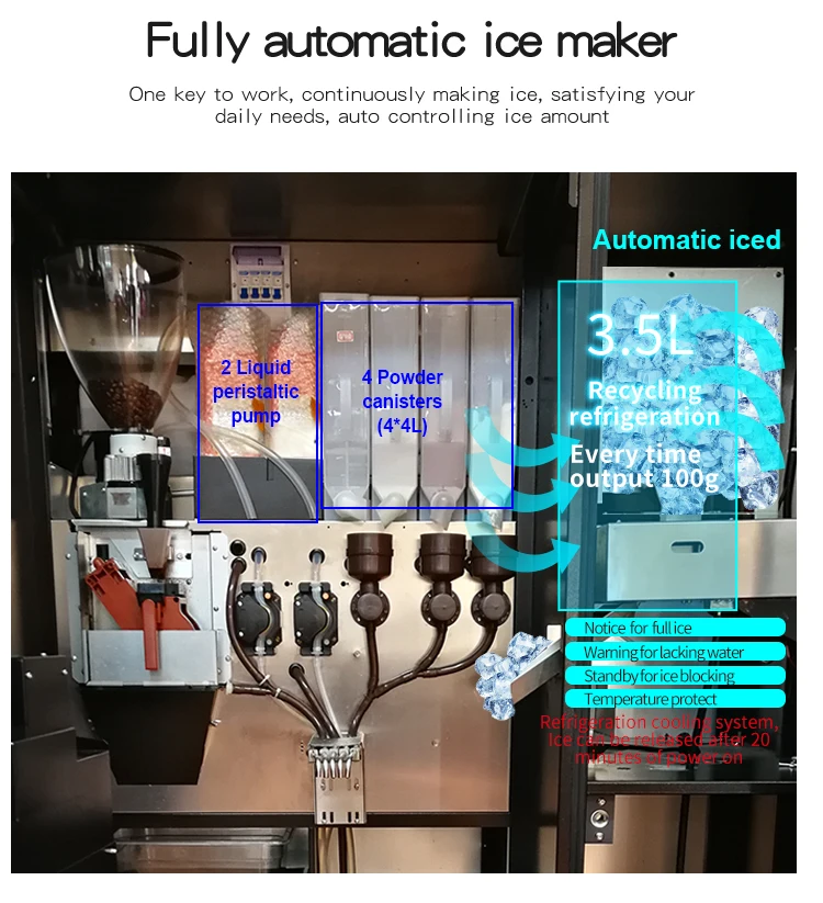 Robot Arm Making Ice Coffee Cafe Vending Machine Robot Coffee Machine Fully Automatic