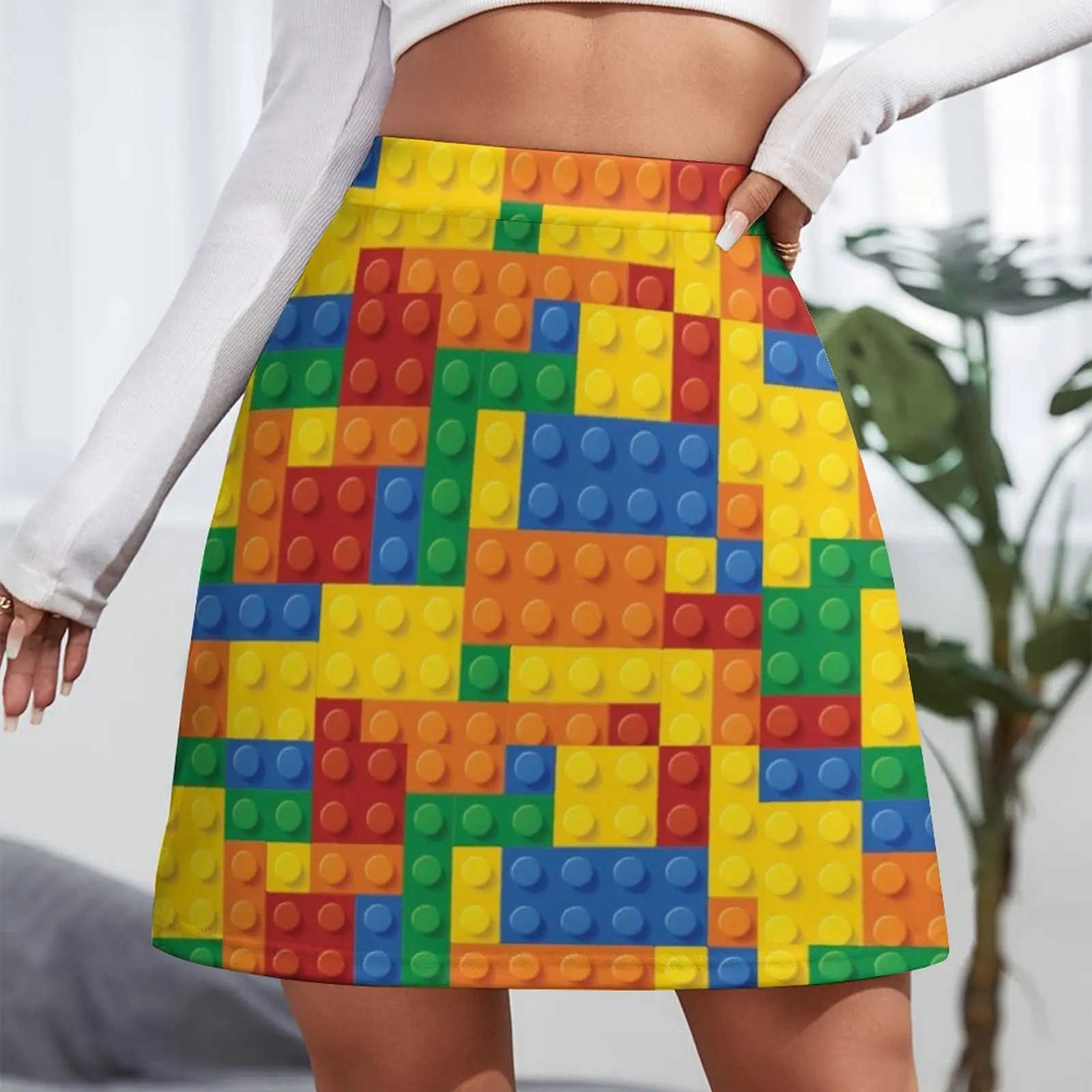 Color Building blocks Mini Skirt women's stylish skirts Korean clothing women's skirts trend 2023