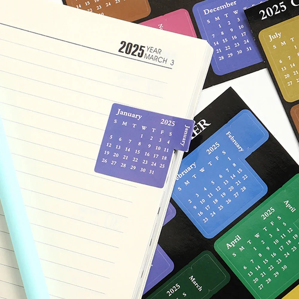 

2025 Calendar Index Stickers Planner Schedule Agenda Bookmark Sticker Stationery Office School Supplies