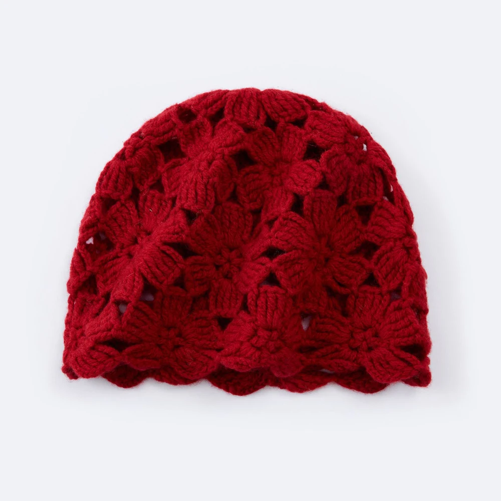 Hat Women Winter Wool Knit Beanie Openwork Skull Cap Warm Headwear Accessory For Skiing Sport Autumn Outdoor Luxury