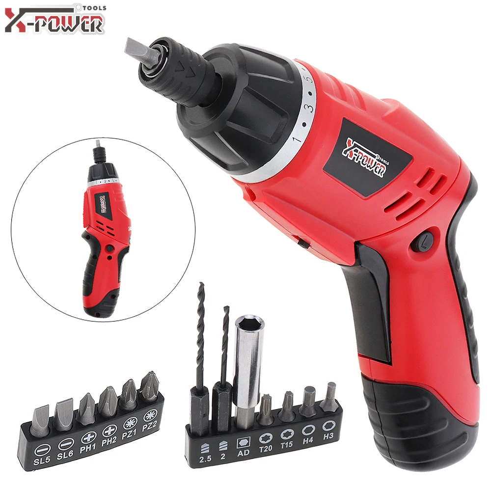 Mini Cordless 4.8V Folded Handle Rechargeable Electric Screwdriver for Home Office with LED Lighting, Two-way Rotating Head