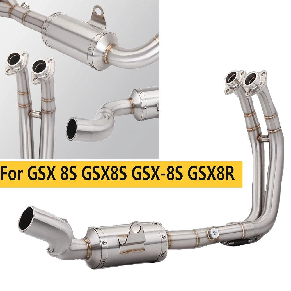 

51 мм надеваемая передняя выхлопная труба мотоцикла, полная система для Suzuki GSX 8S GSX8S GSX-8S GSX8R 2022-2024