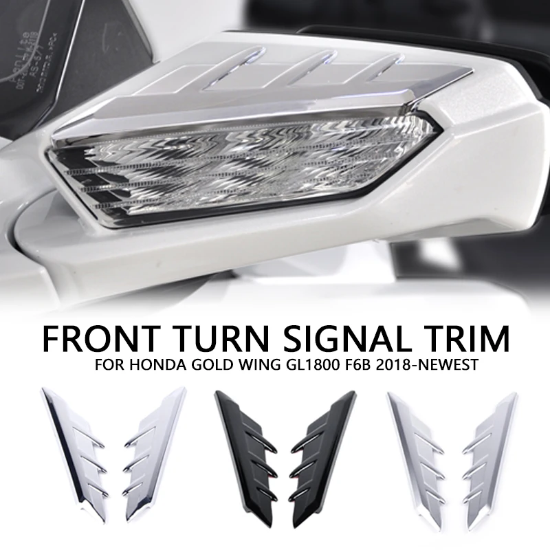 

For Honda Goldwing GL1800 F6B 2018-New Front Turn Signal Trim Kit Mirror Protector Cover Pearl Chrome Panical