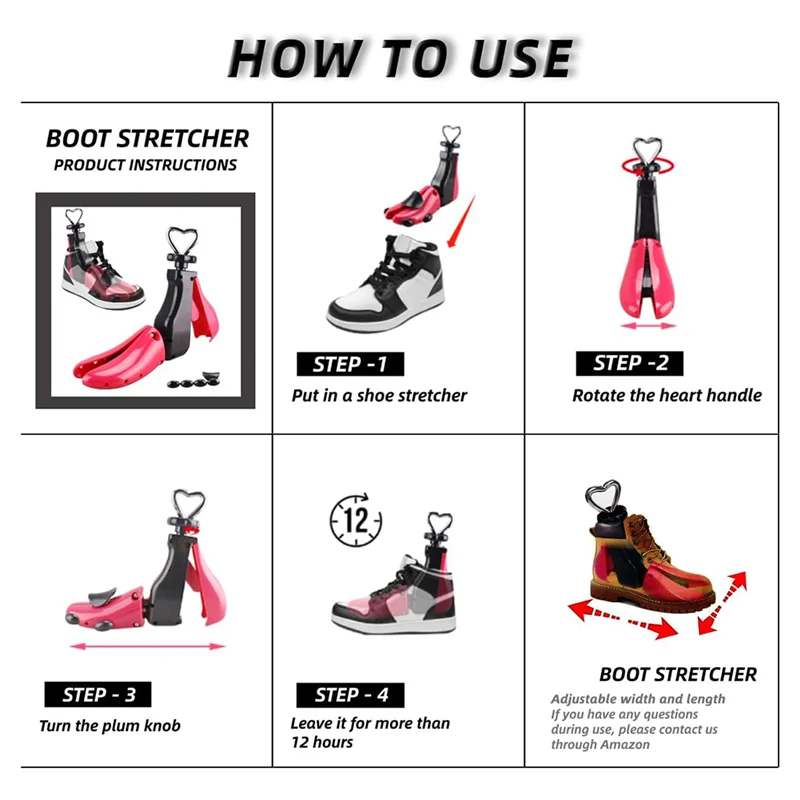 AT33 Shoe Stretcher Women, Boot Stretcher Wide Feet, 4 Way Adjustable Shoe Stretcher.(For Women Size 7-12,Men's 6-11) Easy Insta