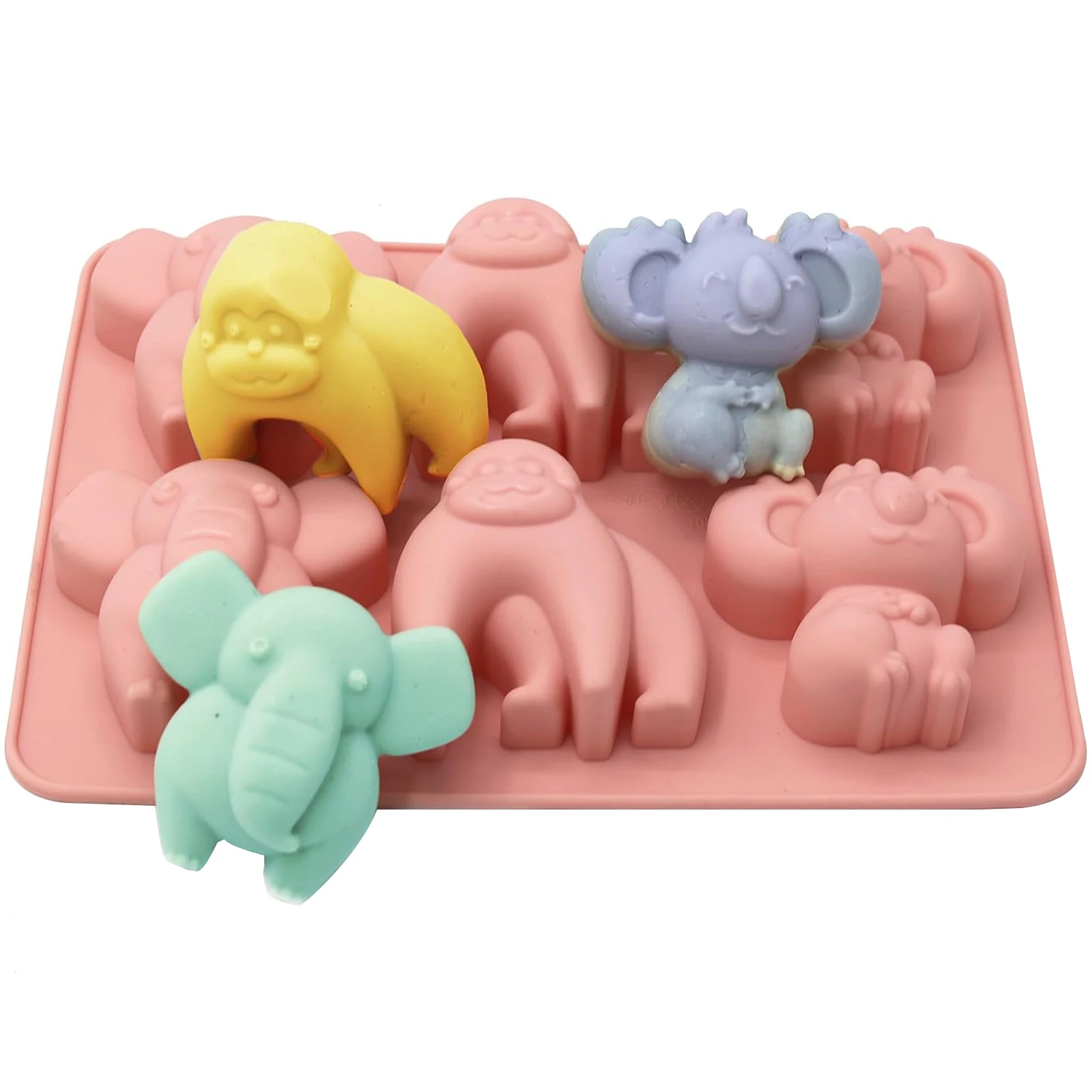 1pcs Cute Animal Silicone Cake Mold  Elephant Gorilla Koala Silicone Mold for Cake Bath Soap Candy Chocolate Crayon Making