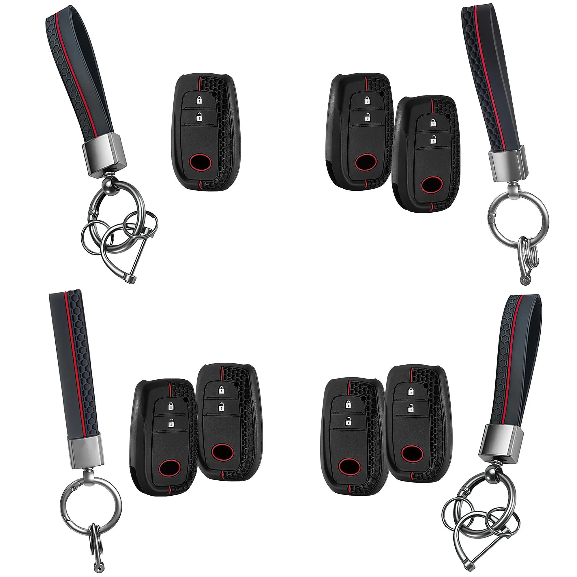 Housse de protection pour clé de voiture en silicone souple compatible avec Toyota Hilux Yaris Corolla Rav4 CHR Innova Highlander Venza Fortuner