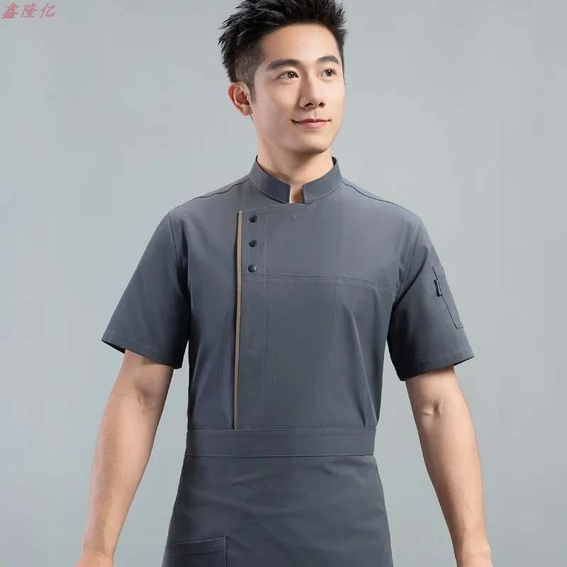 Uniforme de Chef d'hôtel, Restaurant occidental Steakhouse, vêtements de travail d'été à manches courtes, vêtements de Chef de boulanger de cantine